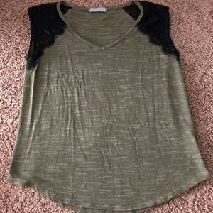 Green and black lace t shirt